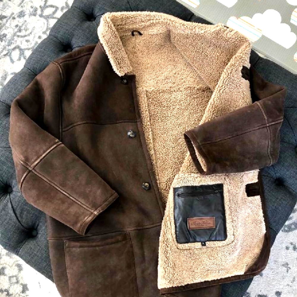 Brooks Brothers Sherpa Lined Suede Coat